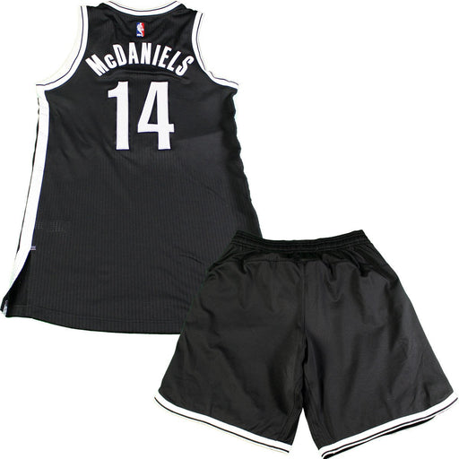 KJ McDaniels Brooklyn Nets Game Used #14 Black Jersey & Short Set