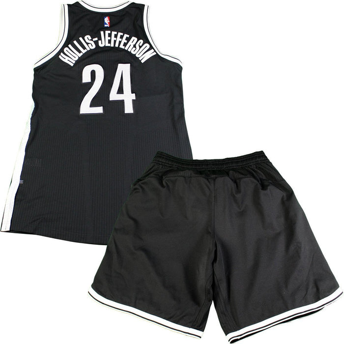 Rondae Hollis-Jefferson Brooklyn Nets Game Used #24 Black Jersey & Short Set