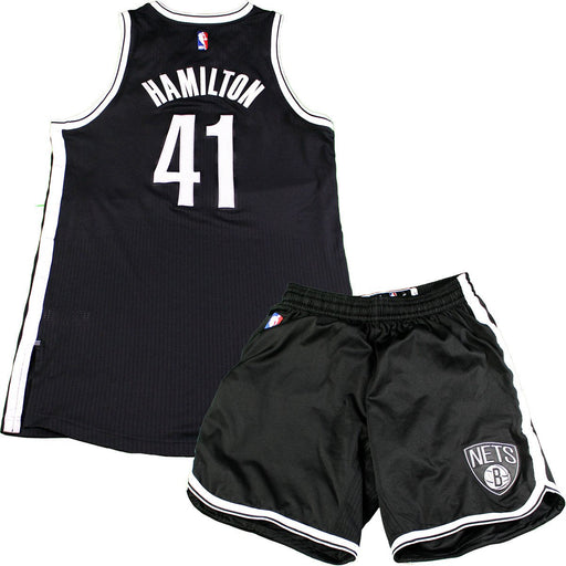 Justin Hamilton Brooklyn Nets Game Used #41 Black Jersey & Short Set