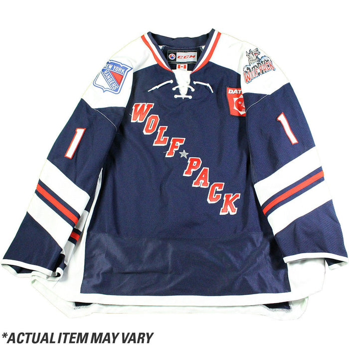 Tommy Thompson 2016-2017 Hartford Wolfpack Game Used #16 Navy Jersey (Set 2)(Size 56)