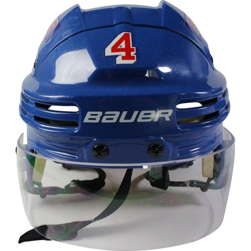 Adam Clendening New York Rangers 2016-2017 Season Game Used #4 Blue Helmet w/ 100th Anniversary Sticker