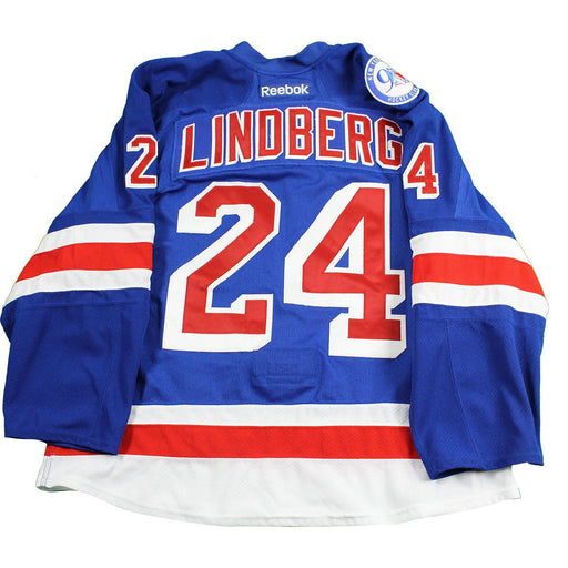 Oscar Lindberg  New York Rangers 2016-2017 Game Used #24 Blue Jersey w/ 90th Anniversary Patch (Set 1 10/17/16- 11/29/16)(Size 56)