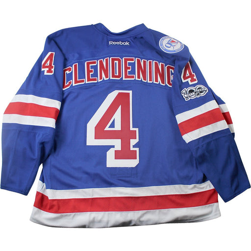 Adam Clendening New York Rangers 2016-2017 Game Issued #4 Blue Jersey w/ 90th / 100th Anniversary Patches (Playoffs Rounds 1 & 2)(56)