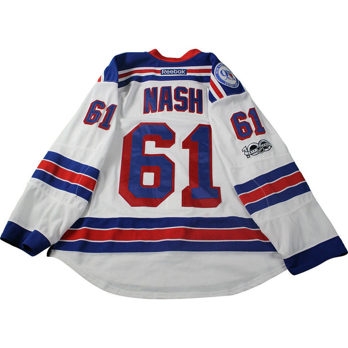 Rick Nash New York Rangers 2016-2017 Game Used #61 White Jersey w/ 90th / 100th Anniversary Patches (Playoffs Rounds 1 & 2)(56)(1/3)