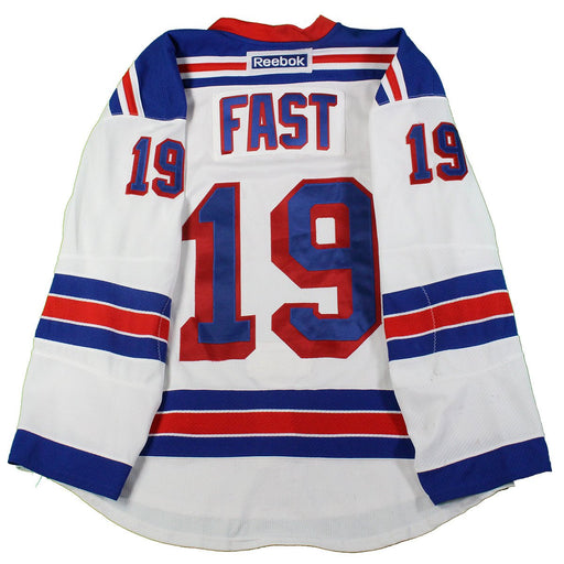 Jesper Fast  New York Rangers 2016-2017 Pre-Season Game Used #19 White Jersey (Size 58)