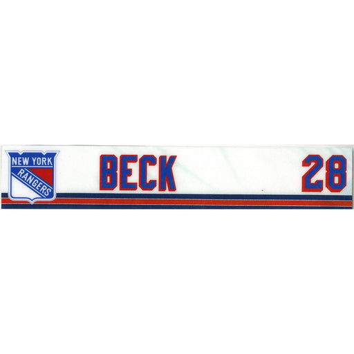 Taylor Beck New York Rangers Game Used  #28 Locker Room Nameplate