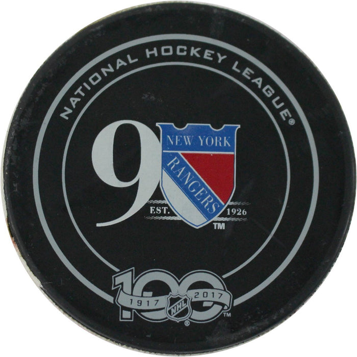 New York Rangers 2016-2017 Playoffs Game Used Puck (5/9/2017 vs. Ottawa Senators)(Goal By Pageau)