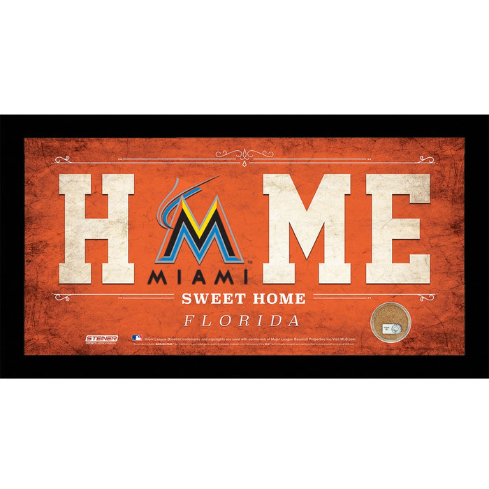 Miami Marlins 10x20 Home Sweet Home Sign w Game Used Dirt from Marlins Park