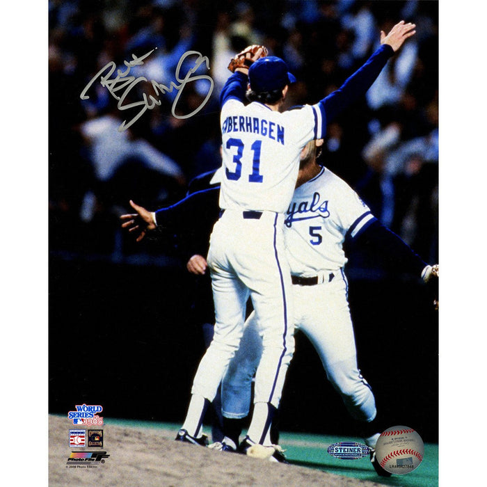 Bret Saberhagen Signed 1985 WS Celebration 8x10 Photo