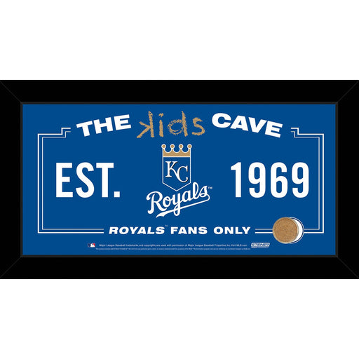 Kansas City Royals 6x12 Kids Cave Sign w Game Used Dirt from Kauffman Stadium