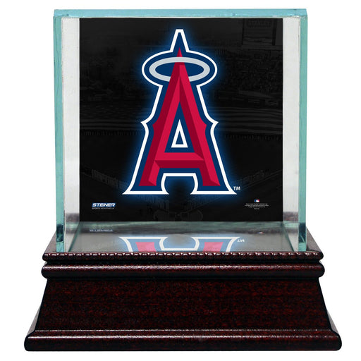 Los Angeles Angels of Anaheim Glass Single Baseball Case with Team Logo Background