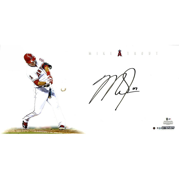 Mike Trout Signed Swinging Big Sig 16x32 Photo (MLB Auth)