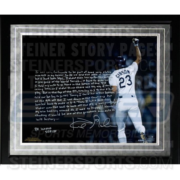 Kirk Gibson Facsimile 88 Game Winning HR Framed Metallic 16x20 Story Photo