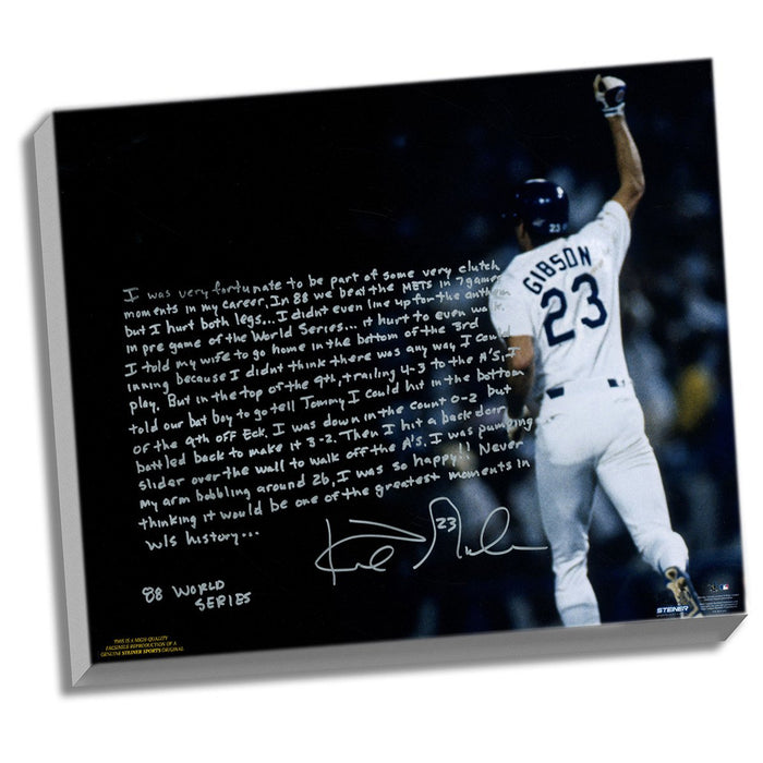 Kirk Gibson Facsimile 88 Game Winning HR Stretched 16x20 Story Canvas