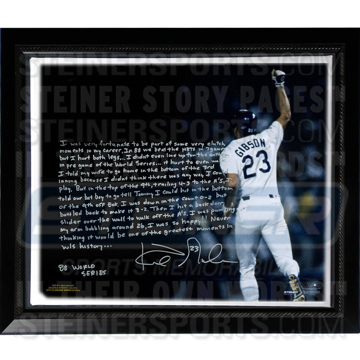 Kirk Gibson Facsimile 88 Game Winning HR Stretched Framed 22x26 Story Canvas