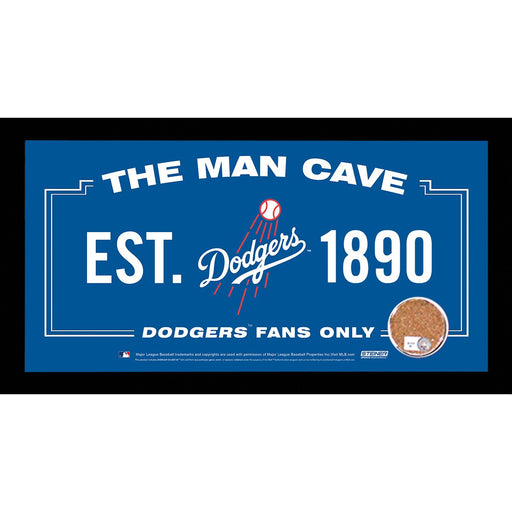 Los Angeles Dodgers Man Cave Sign 6x12 Framed Photo With Authentic Game-Used Dirt (MLB Authenticated)