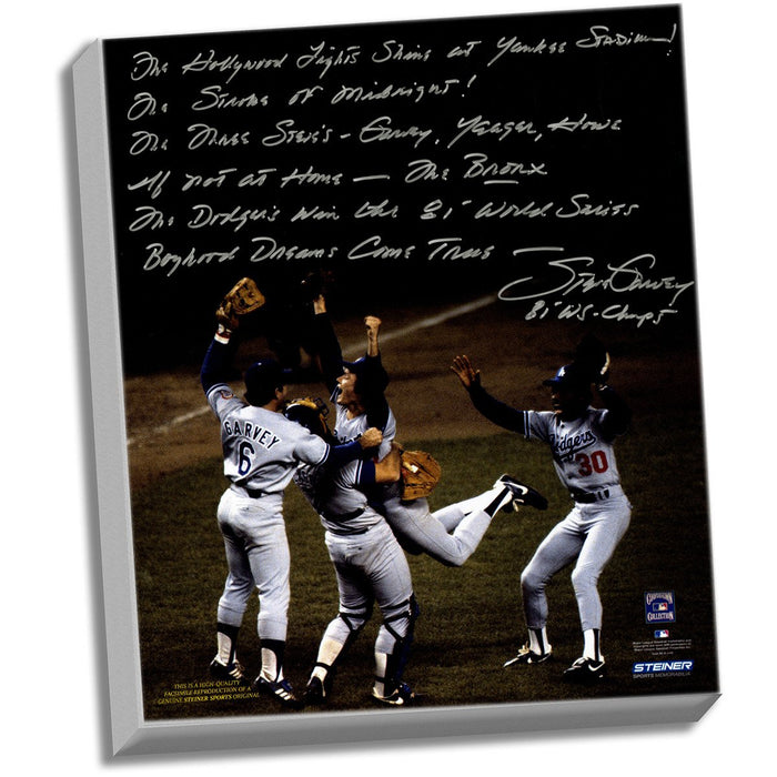 Steve Garvey Facsimile 81 WS Celebration Stretched 22x26 Story Canvas