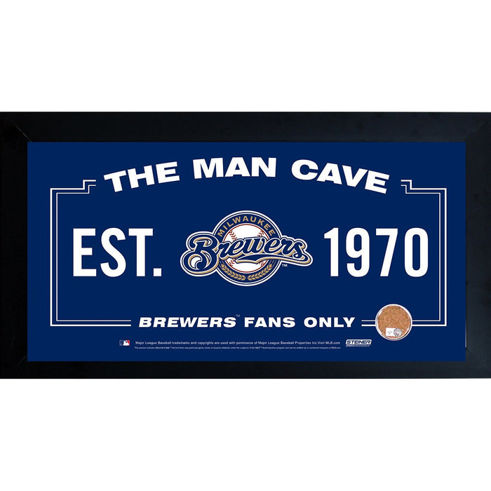 Milwaukee Brewers Man Cave Framed 10x20 Sign w Authentic Game-Used Dirt (MLB Auth)