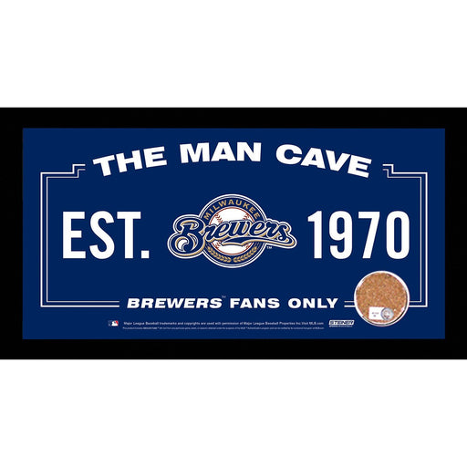 Milwaukee Brewers Man Cave Sign 6x12 Framed Photo With Authentic Game-Used Dirt (MLB Authenticated)