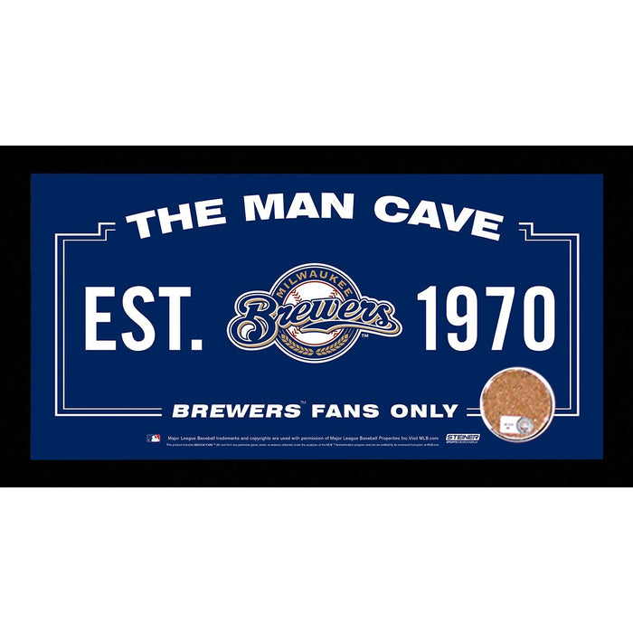 Milwaukee Brewers Man Cave Sign 6x12 Framed Photo With Authentic Game-Used Dirt (MLB Authenticated)