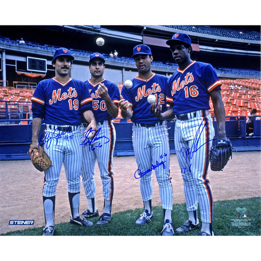 1986 New York Mets Starters Posing at Shea Stadium Horizontal 16x20 Photo signed by Ojeda Darling Fernandez Gooden