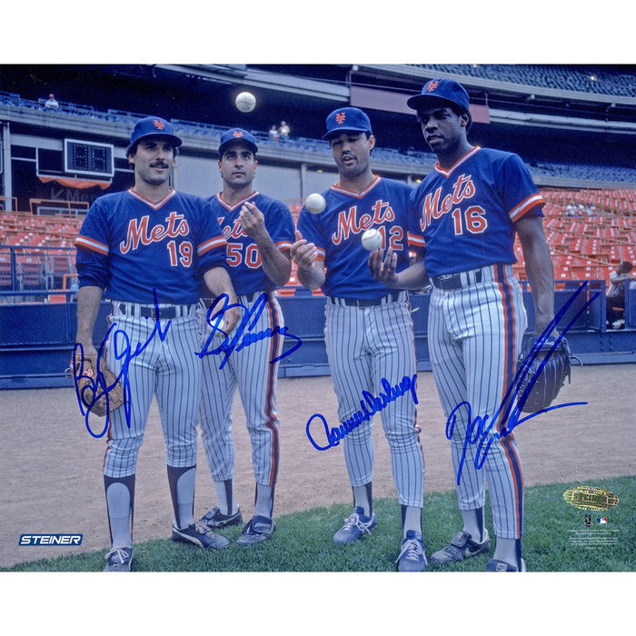 1986 New York Mets Starters Posing at Shea Stadium Horizontal 8X10 Photo signed by Ojeda Darling Fernandez Gooden