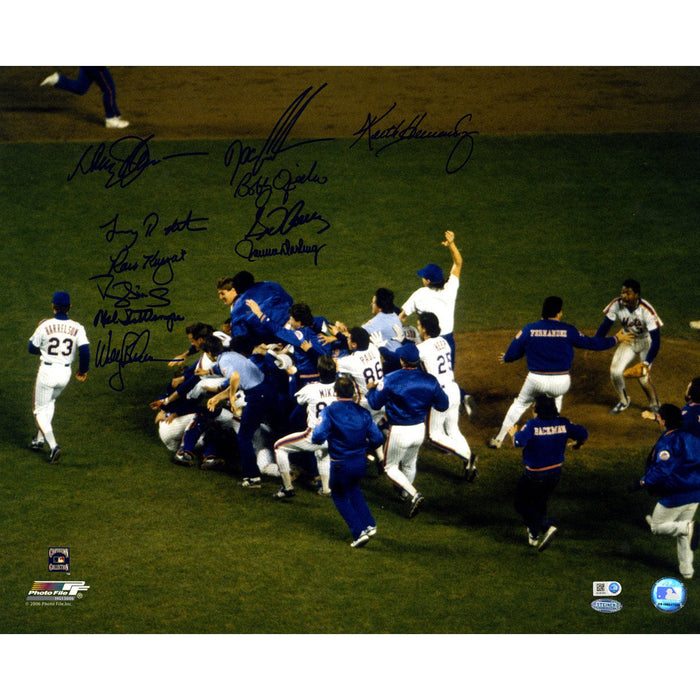 1986 NY Mets 11 Signature WS Celebration 16x20 Photo (MLB Auth)