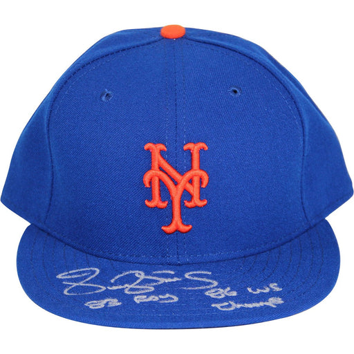 Darryl Strawberry Signed New York Mets Authentic Blue Hat w 83 ROY 86 W.S Champs Insc.