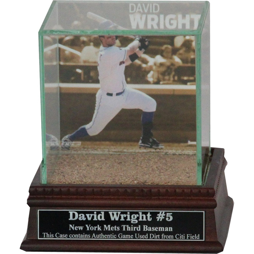 David Wright Batting Background Glass Single Baseball W Citi Field Aut 