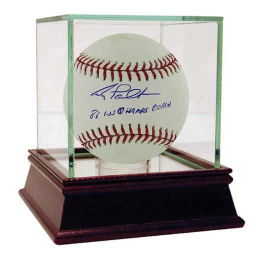 Greg Pavlick Autographed MLB Baseball 1986 WS Champs Coach Insc. (SSM 3rd Party Holo and Cert Card) (Imperfect)