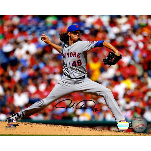 Jacob deGrom Signed New York Mets Horizontal Pitching w Grey Jersey 8x10 Photo (LOJO Sports)