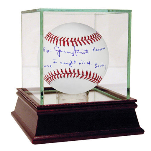 Jerry Grote Signed MLB Baseball w I caught all 4. Ryan Seaver Koosman Gentry Insc