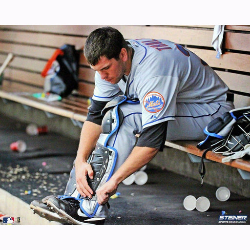 Josh Thole Adjusting Shin Guard In Dugout Horizontal 16x20 Photo(Getty 103089457)- We Print