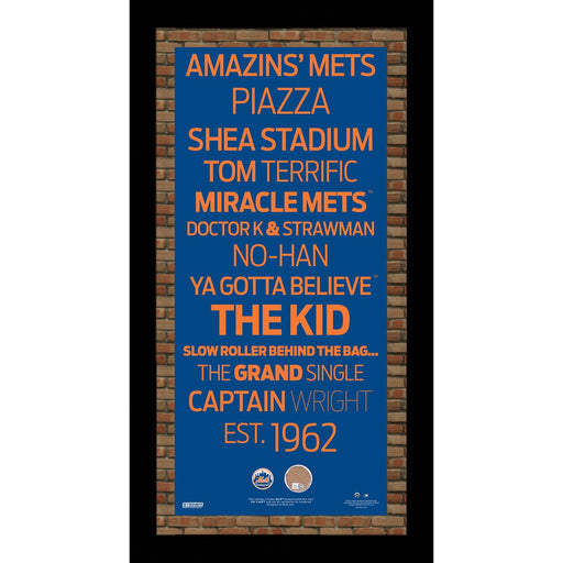 New York Mets Subway Sign 9.5x19 Frame w auth Dirt from Citi Field.