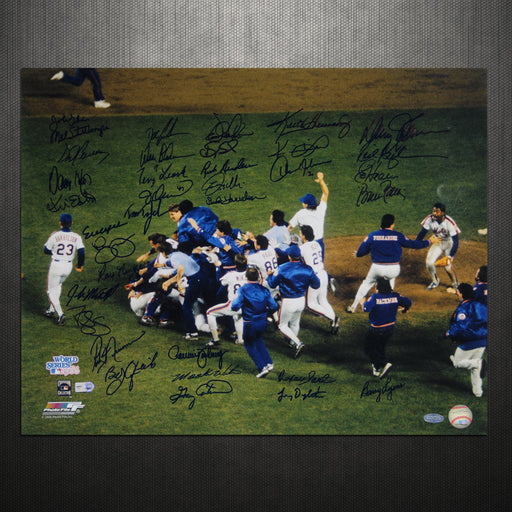 NY Mets 1986 Team Signed 16x20 Photo Team Celebration (35 Sigs) (With Carter)