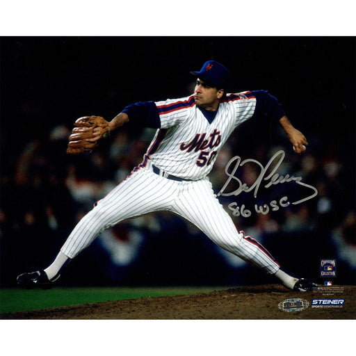 Sid Fernandez Mets Pitching Signed w 86 WSC insc. 8x10 Photograph