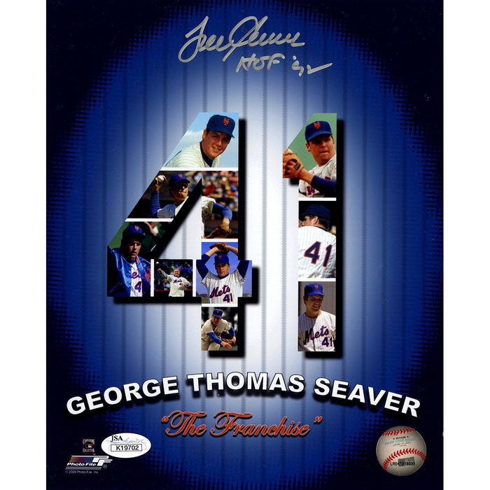 Tom Seaver signed George Thomas Seaver The Franchise 8x10 w HOF 92 insc (JSA) (MLB Auth)