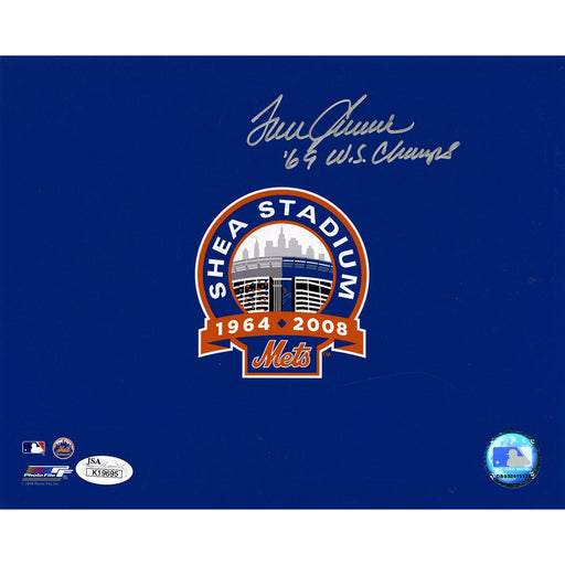 Tom Seaver signed horizontal Shea Stadium 1964-2008 8x10 w 69 World Champs insc 8x10 (JSA)(MLB Auth)