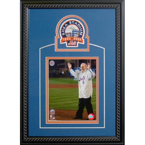 Yogi Berra Shea Stadium Final Game Celebration Framed 8x10 w Shea Patch