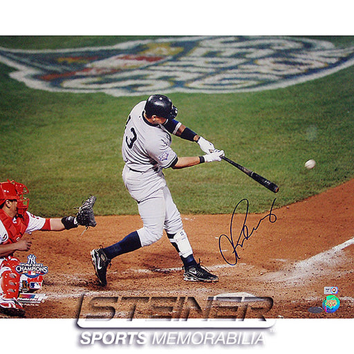 Alex Rodriguez 2009 WS Game 4 Hit Away Jersey Horizontal 16x20 Photo (Signed in Blue) (MLB Auth)