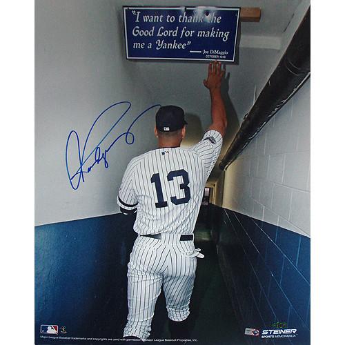 Alex Rodriguez Touching The Joe DiMaggio Quote In The Yankee Stadium Tunnel Vertical 16x20 Photo (MLB Auth)