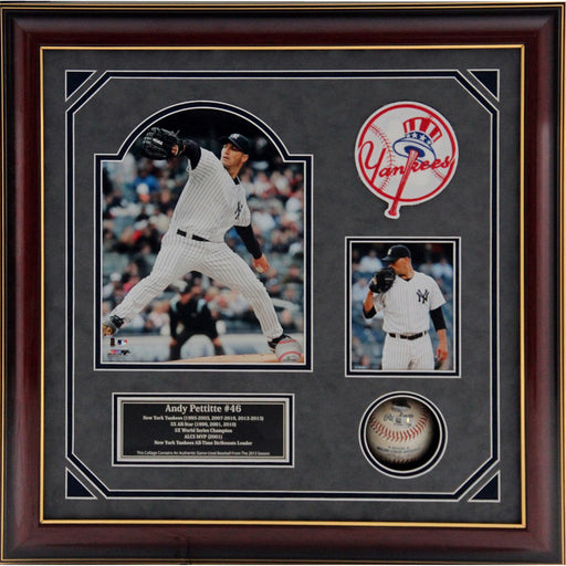 Andy Pettitte 2013 Game Used Baseball Shadowbox - 18x18 10650