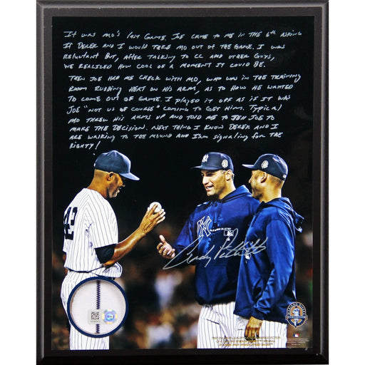 Andy Pettitte Facsimile Taking Out Mo 8x10 Plaque w Game Used Jersey