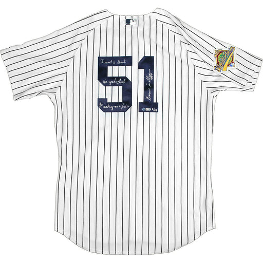 Bernie Williams Signed New York Yankees Authentic Pinstripe Jersey w1996 Patch w I Want To Thank The Good Lord For Making Me A Y