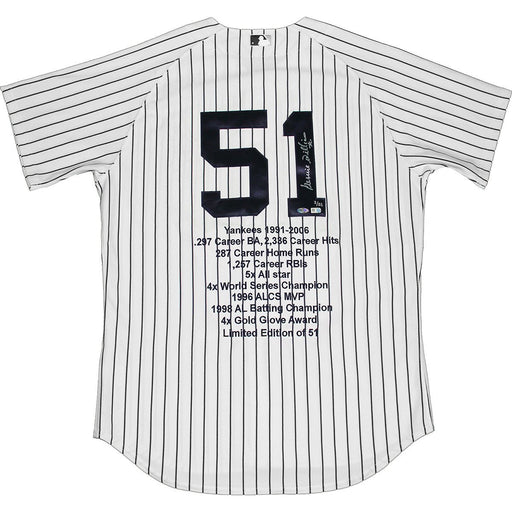 Bernie Williams Signed Yankees Authentic Home Jersey w Embroidered Stats (LE51)(MLB Auth)