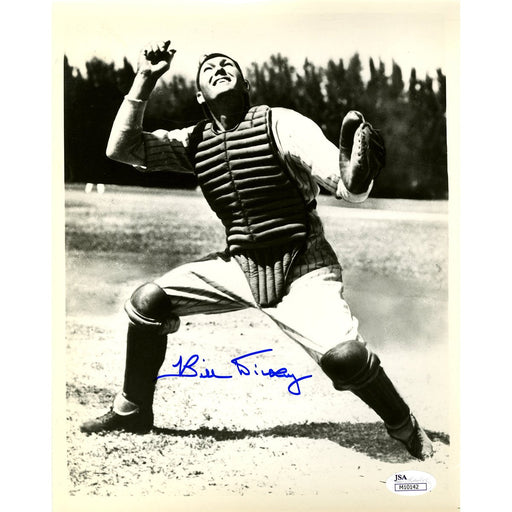 Bill Dickey Catching Air Ball Signed BW 8X10 Photo (JSA)