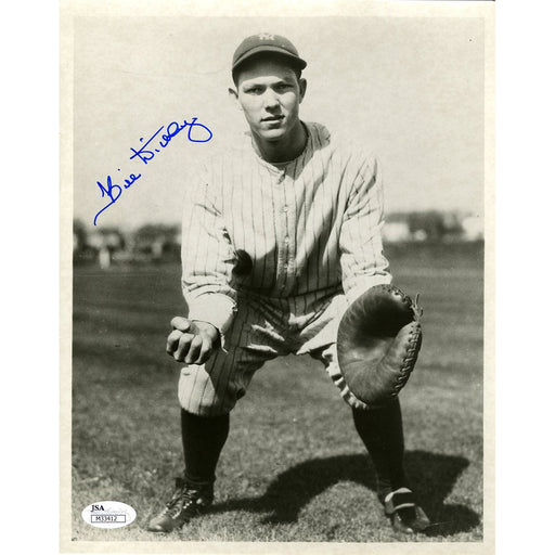 Bill Dickey with Glove Signed BW 8X10 photo (JSA)