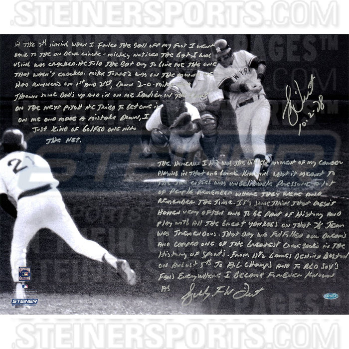 Bucky Dent Signed 1978 American League East tie-breaker game 16x20 Story Photo