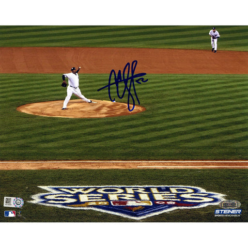 CC Sabathia 2009 WS Home Jersey Pitching Wide Angle Horizontal 8x10 (MLB Auth)