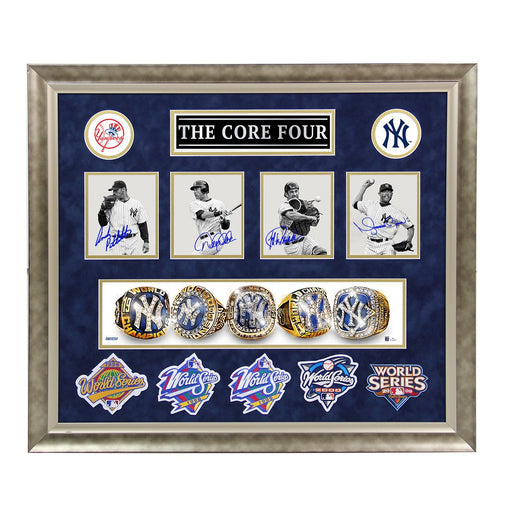 Core Four Signed World Series Rings and Patches 24x30 Collage